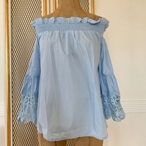 IVIVI Women's Ruffle  Off the Shoulder Crochet Top